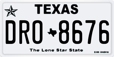 TX license plate DRO8676