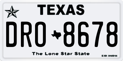 TX license plate DRO8678