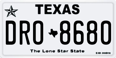 TX license plate DRO8680