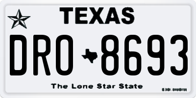 TX license plate DRO8693