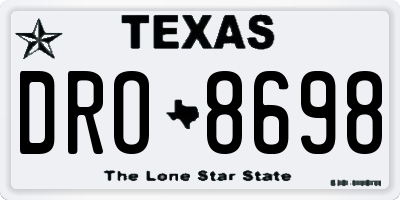 TX license plate DRO8698