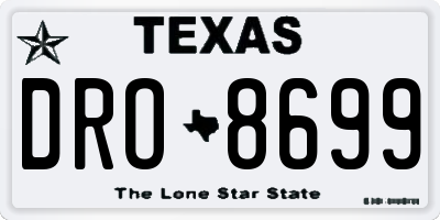 TX license plate DRO8699