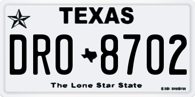TX license plate DRO8702