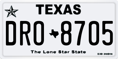 TX license plate DRO8705