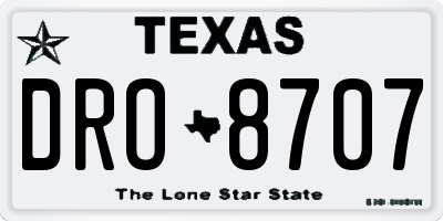 TX license plate DRO8707