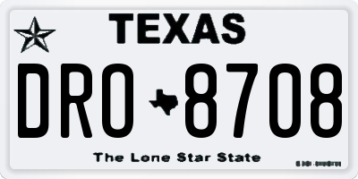 TX license plate DRO8708