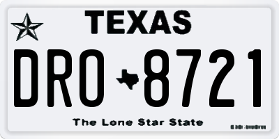 TX license plate DRO8721