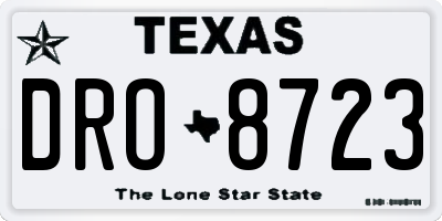 TX license plate DRO8723