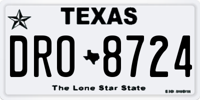 TX license plate DRO8724