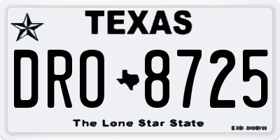 TX license plate DRO8725