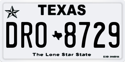 TX license plate DRO8729