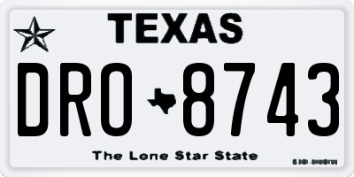 TX license plate DRO8743