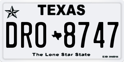 TX license plate DRO8747