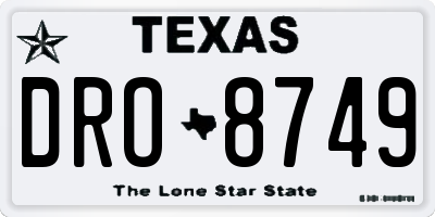 TX license plate DRO8749