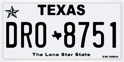 TX license plate DRO8751