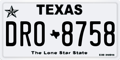 TX license plate DRO8758
