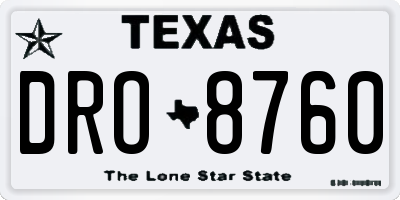 TX license plate DRO8760