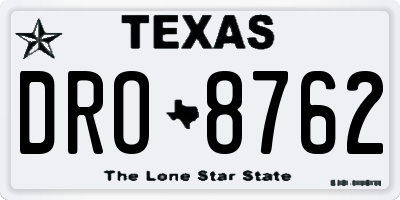 TX license plate DRO8762
