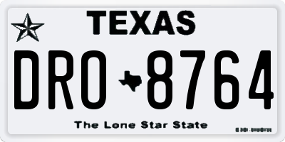 TX license plate DRO8764
