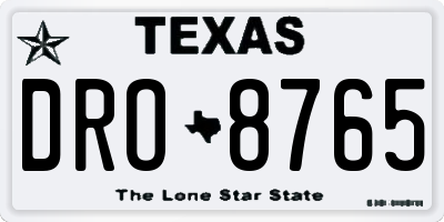 TX license plate DRO8765