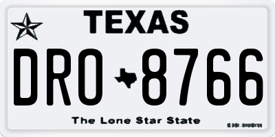 TX license plate DRO8766