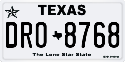 TX license plate DRO8768