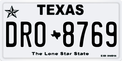 TX license plate DRO8769