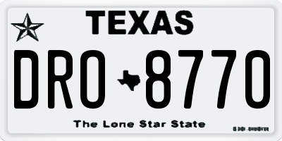 TX license plate DRO8770