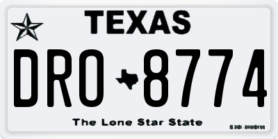 TX license plate DRO8774