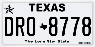 TX license plate DRO8778