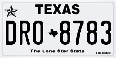 TX license plate DRO8783