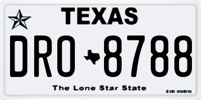 TX license plate DRO8788