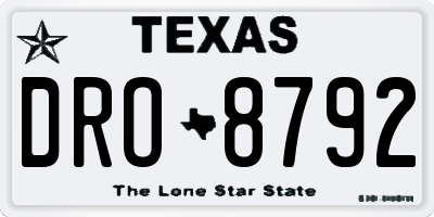 TX license plate DRO8792