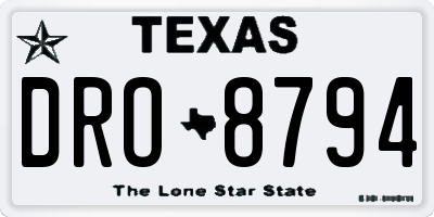 TX license plate DRO8794