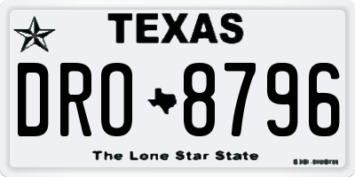 TX license plate DRO8796