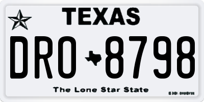 TX license plate DRO8798