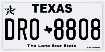 TX license plate DRO8808