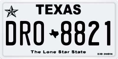 TX license plate DRO8821