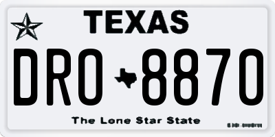 TX license plate DRO8870