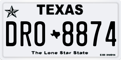 TX license plate DRO8874