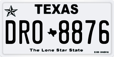 TX license plate DRO8876