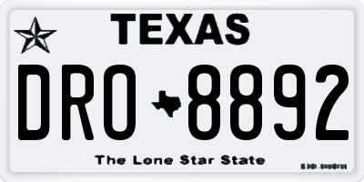 TX license plate DRO8892
