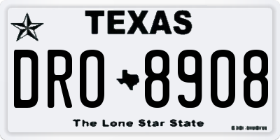 TX license plate DRO8908