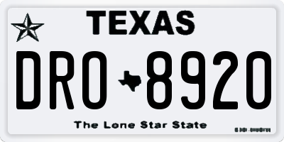 TX license plate DRO8920