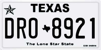TX license plate DRO8921