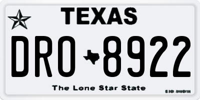 TX license plate DRO8922