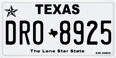 TX license plate DRO8925