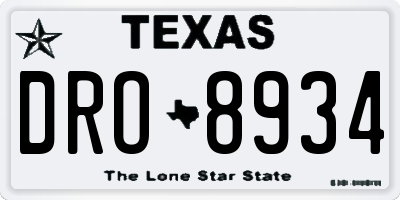 TX license plate DRO8934