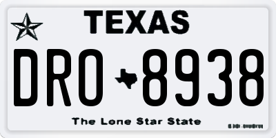 TX license plate DRO8938