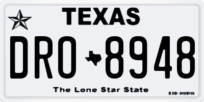 TX license plate DRO8948